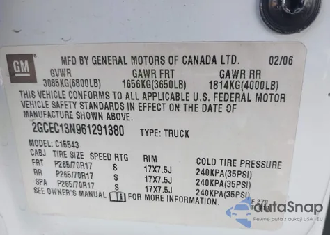 2006 Chevrolet Silverado 1500 Lt2 from USA, damaged, VIN 2GCEC13N961291380